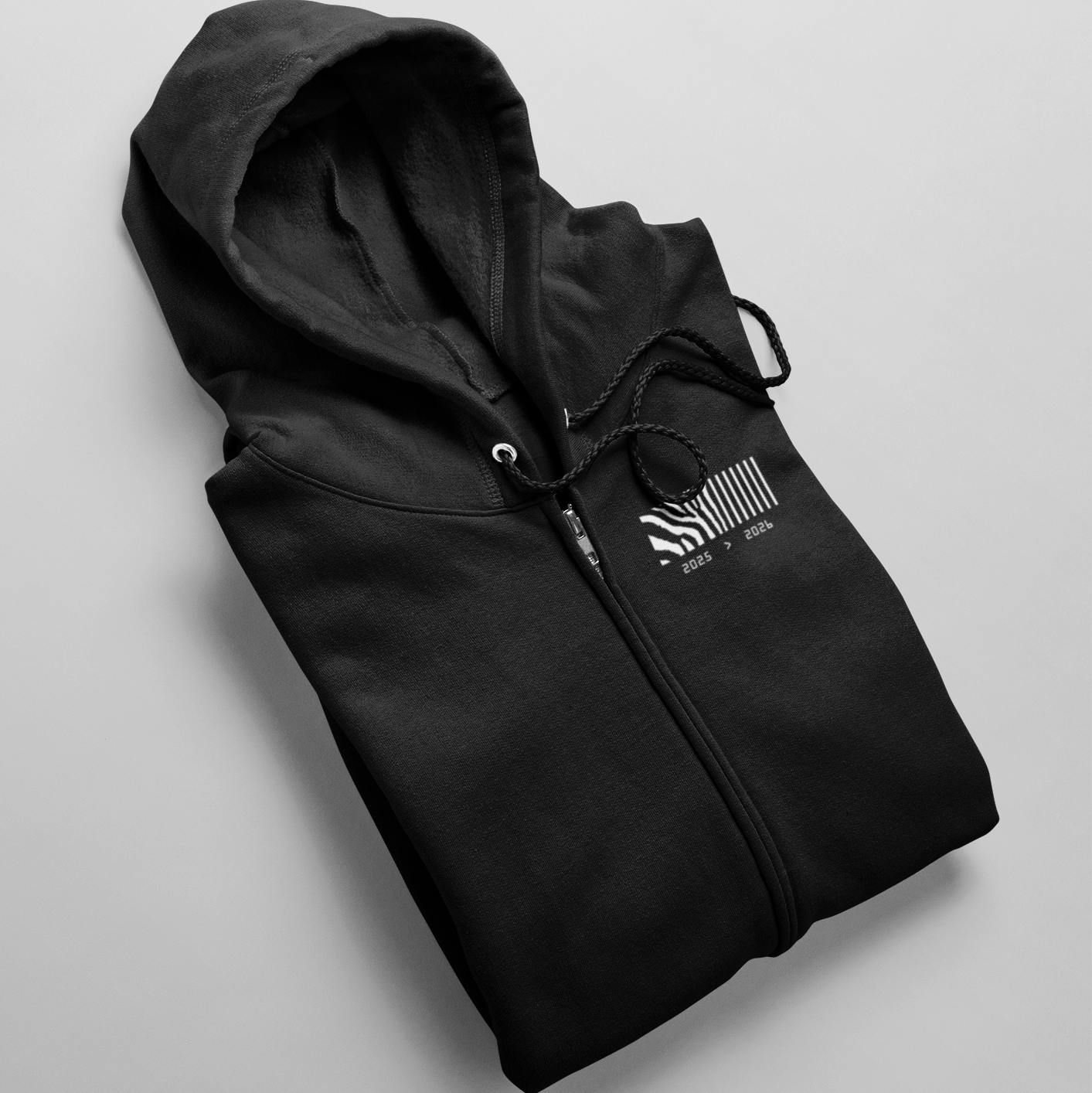 Vonalkód mellkaslogó - cipzáras kapucnis pulóver