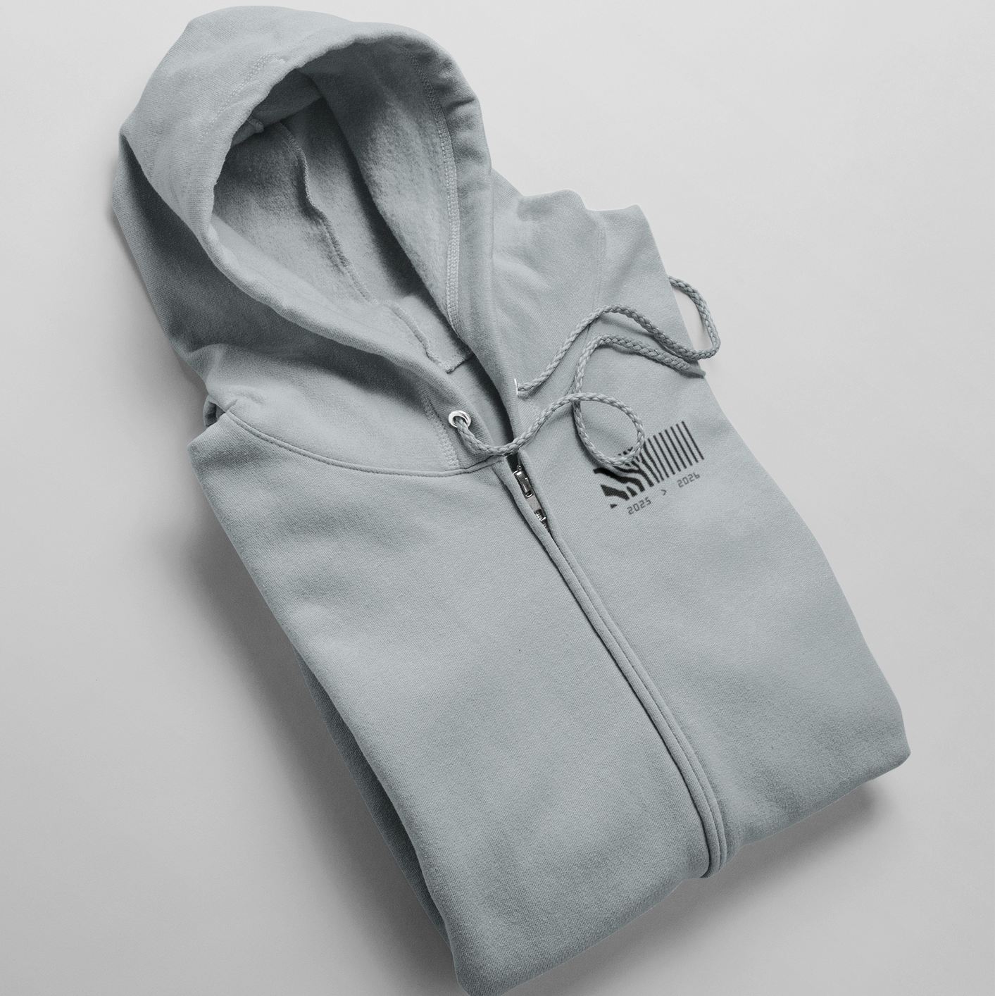 Vonalkód mellkaslogó - cipzáras kapucnis pulóver