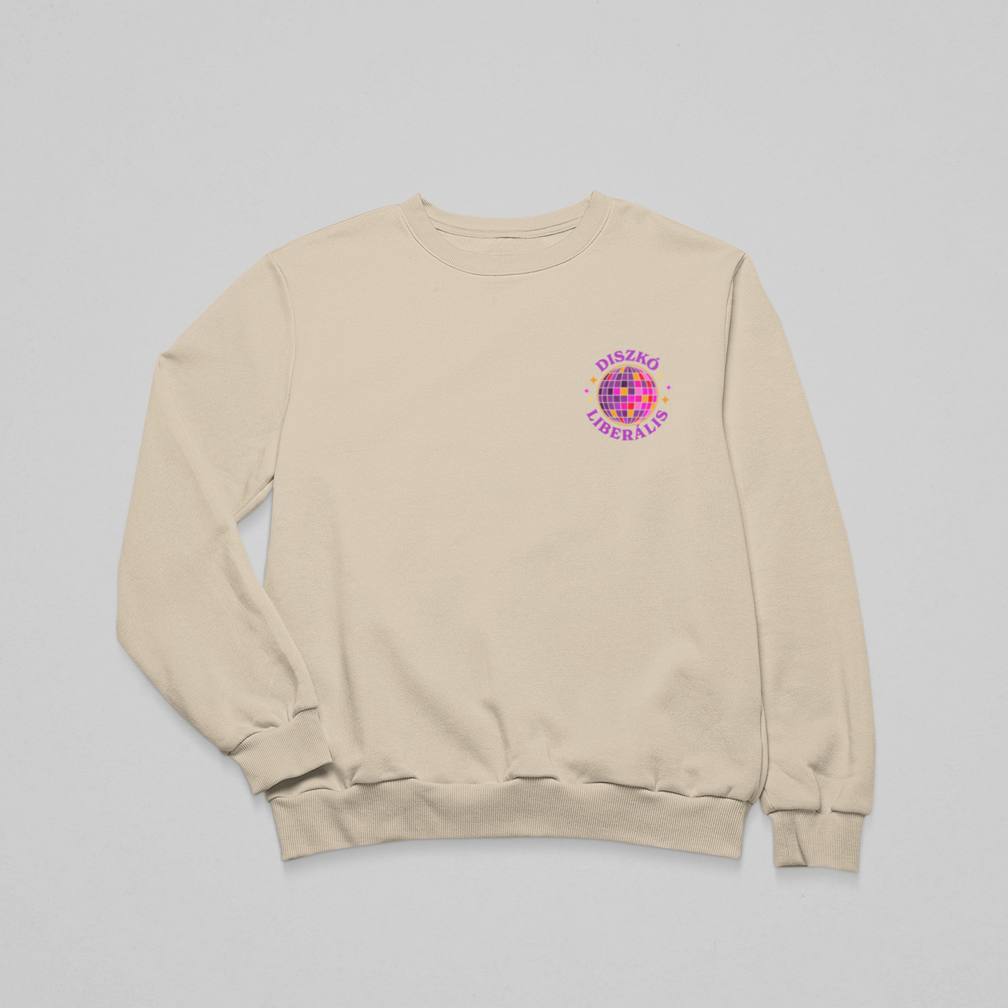 Diszkó liberálnis mellkaslogó - környakas unisex pulóver