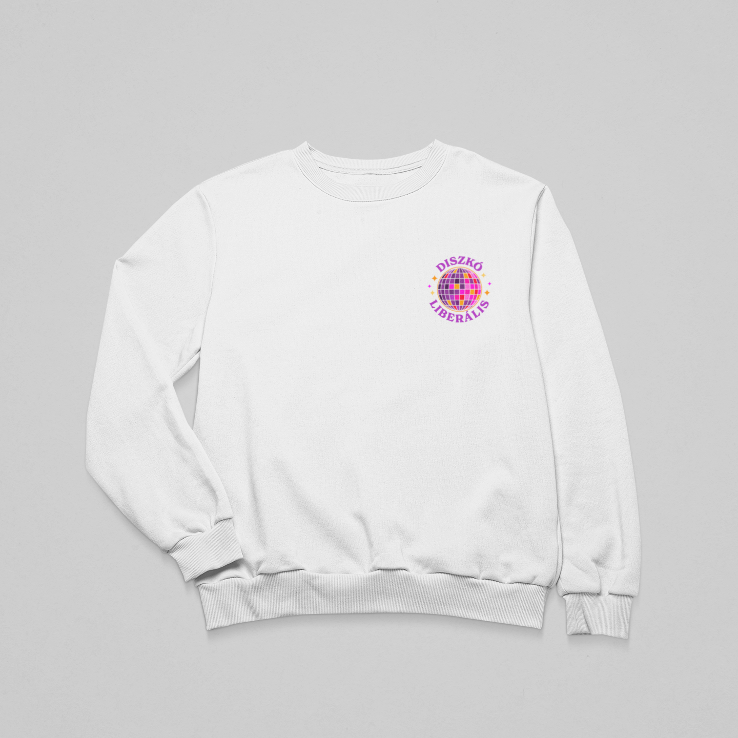 Diszkó liberálnis mellkaslogó - környakas unisex pulóver
